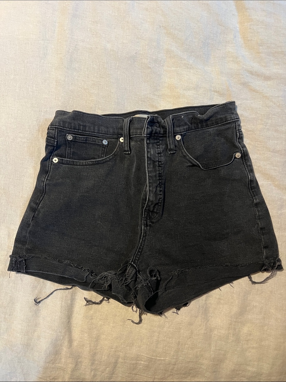 Madewell Black High-Rise Cutoff Denim Shorts